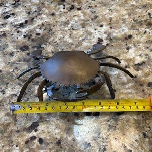 1970s Brass Crab Ashtray, Trinket Stash Box w/ Hinged Lid.